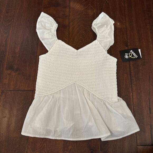 Art Class Girls Small 6/7 Smocked Woven Blouse Top White Sleeveless Flowy NEW - Picture 1 of 7